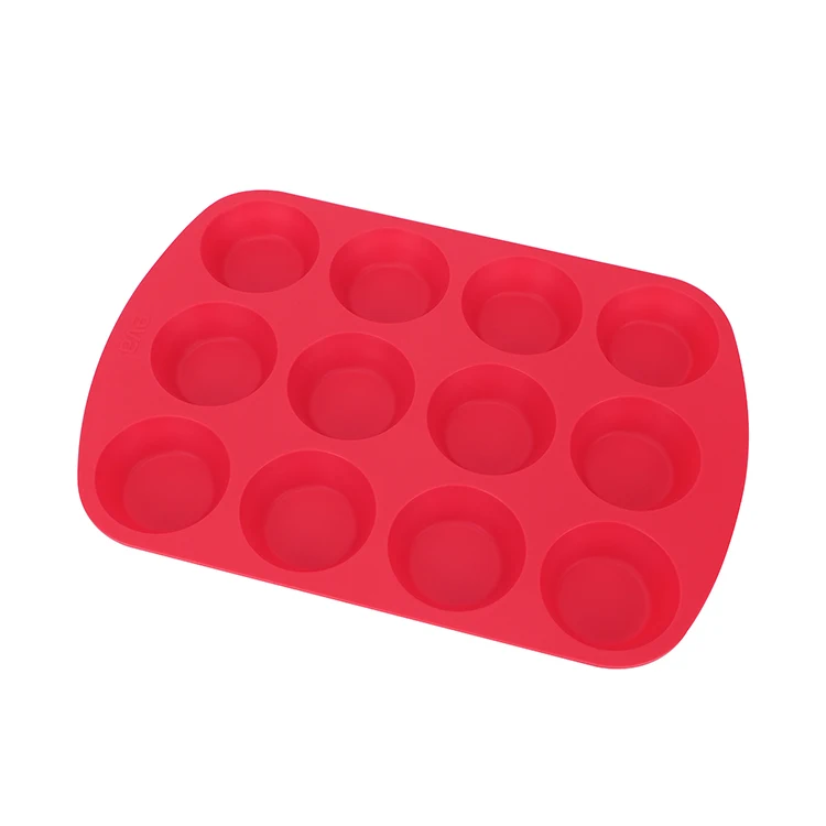 Custom manufacturer 12 Cavity Muffin Cake Mold reusable cupcake Tray Non Stick 12 Cups Silicone Muffin Pan Cupcake Pan