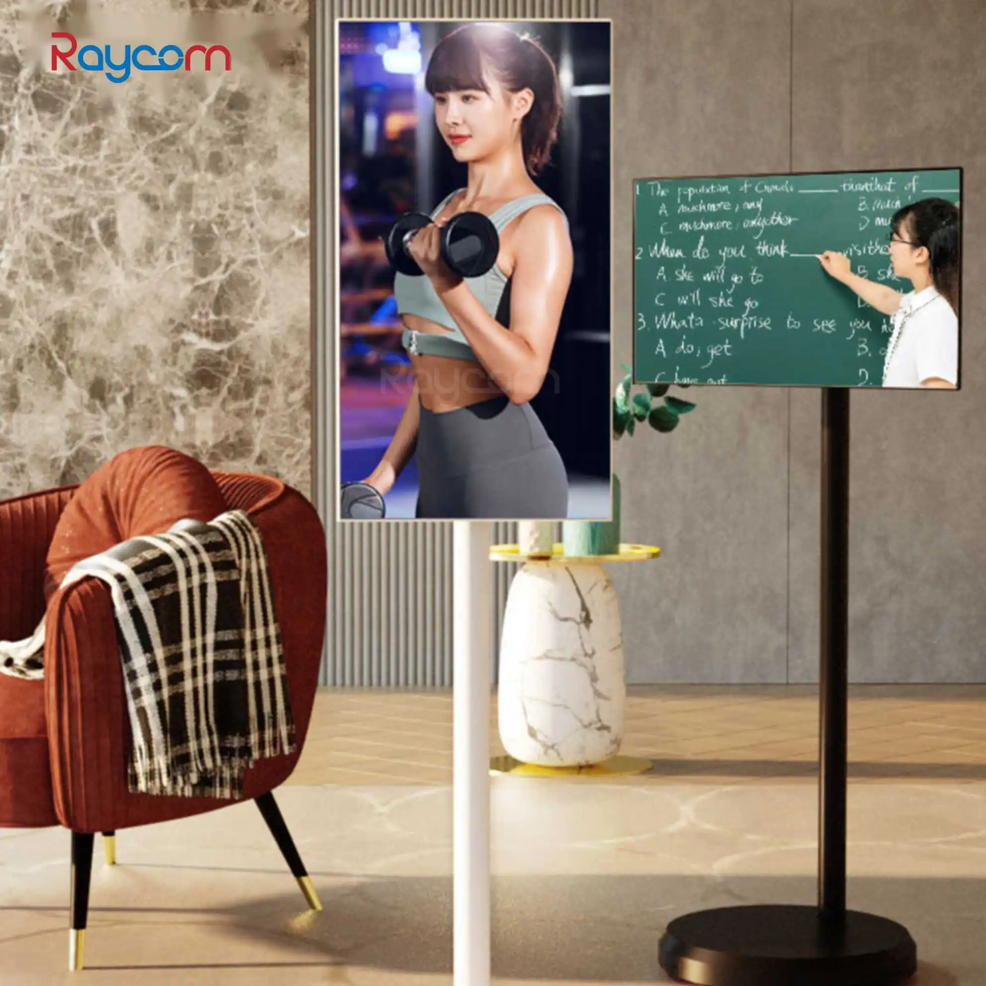 Smart Portable Touch Screen 21.5 inch smart screen touch screen portable tv movable rechargeable white 4+64GB lcd smart TV