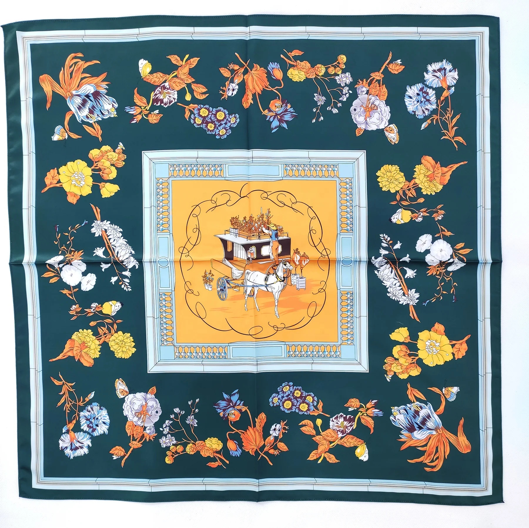 
High Quality Polyester Handmade Scarves Printed Satin Square Polyester Scarfs 90 CM x 90 CM 