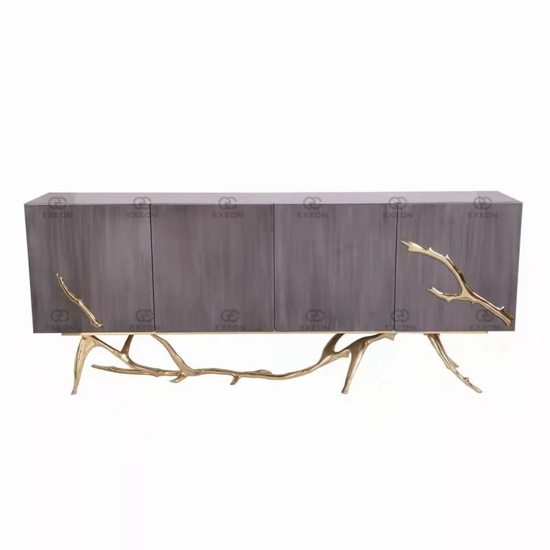 Exeon Luxury Living Room Modern Gold Copper Leg Sideboard