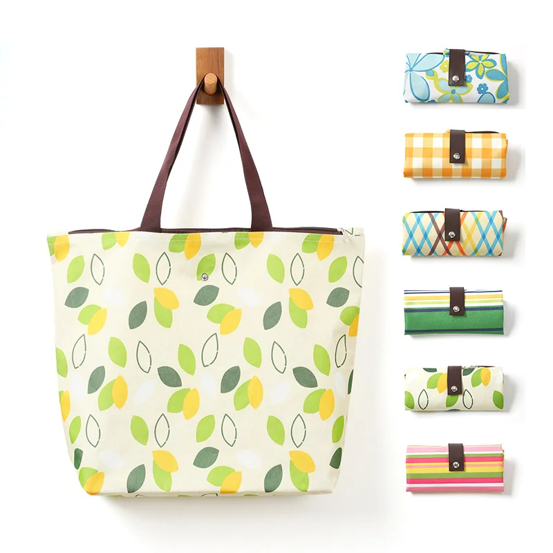 New Style That Folds Into A Fruit Orange Pouch Folding Oxford Fabric Polyester Reusable Folding Shopping Bag