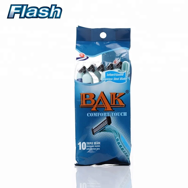 Disposable razor shaving two piece blister  triple blade shaving razor