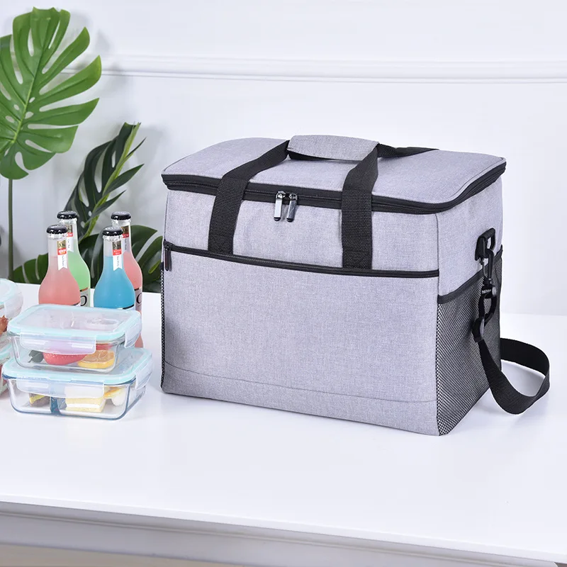 Large Capacity Picnic Cooler Bag 600D Oxford Thermal Lunch Folding Zipper Cool Bag Camping Food Delivery Bag