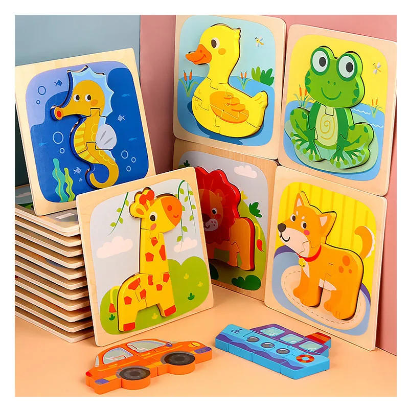 Hot Sale  Zhejiang Puzzle Toys Wooden 3D Jigsaw  Toy Game DIY Early Childhood Education Learning for Girl for  Boy  for Kid