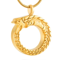 Rebirth Snake biting its tail 316L Stainless Steel Pendant Souvenir Necklace Ashes Cremation Urns Jewelry Keepsake Gifts