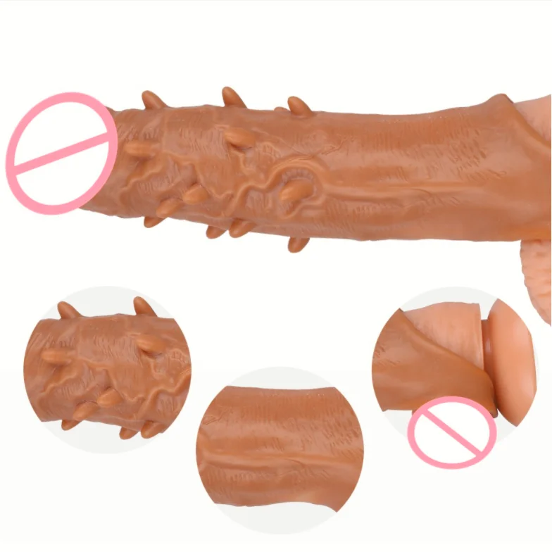 Best Selling Reusable Condoms Spike Dotted Stimulate vagina Silicon Dildo Extender Sexy Penis exotic Condom for men