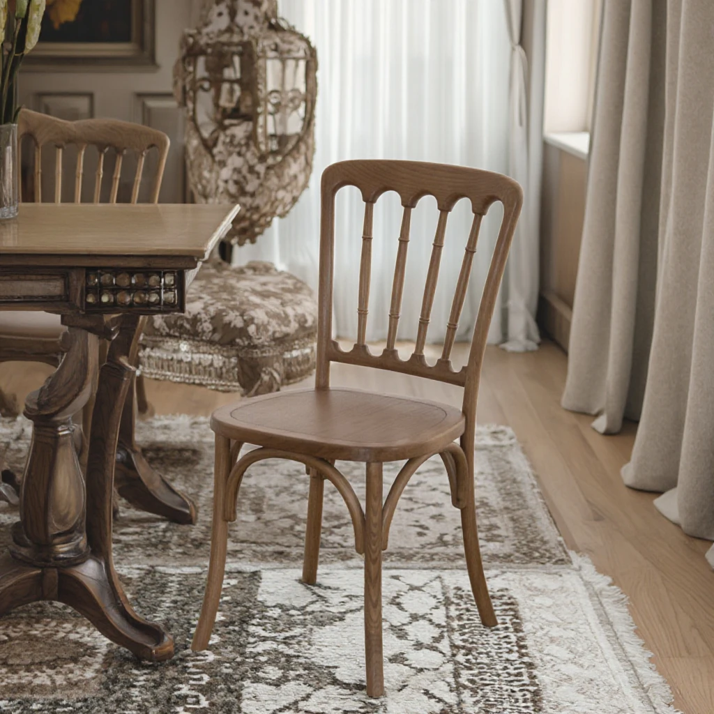 American Solid Wood Dining Chair Set Napoleon & Ancient Castle Retro Rattan Bamboo Chair for Table Use for Restaurants Villas