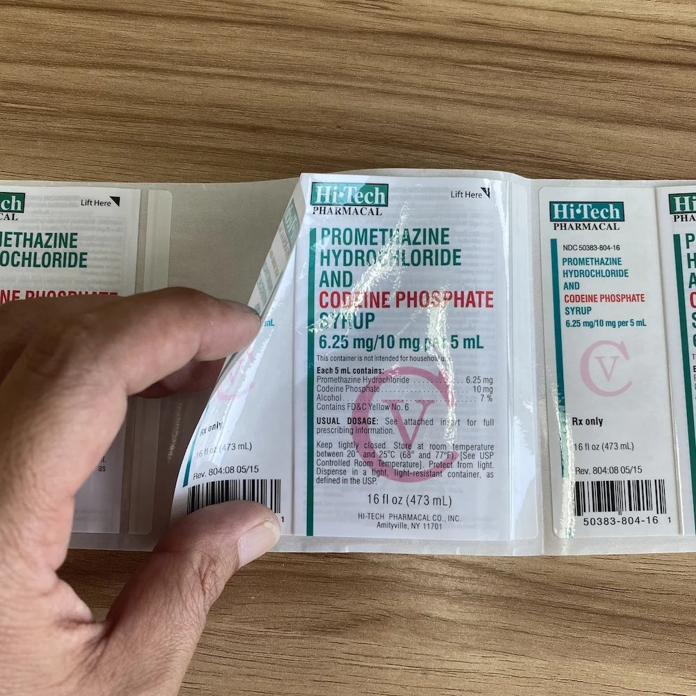 Wockhardt Labels Cough Syrup hi tech Multi-layer Folding Adhesive Sticker