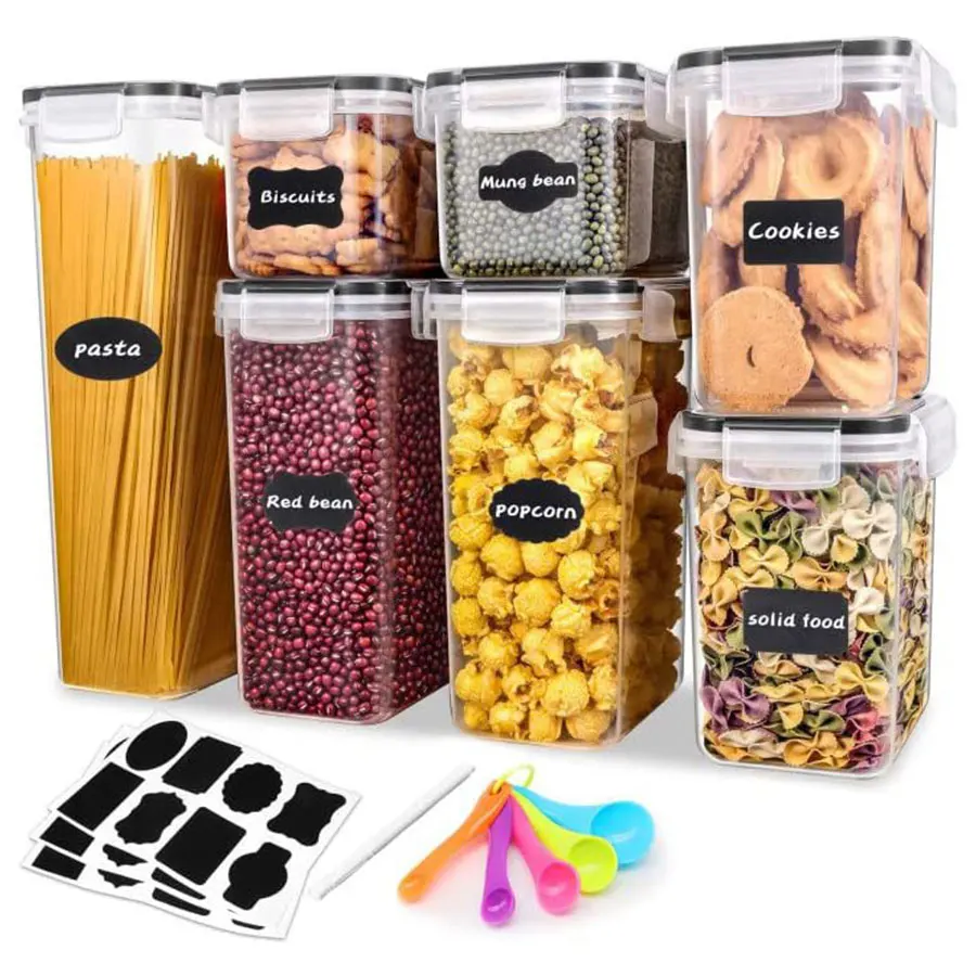 Kitchen Sealed 7 Pieces Set Storage Tank Refrigerated Odorless Transparent Plastic Crisper