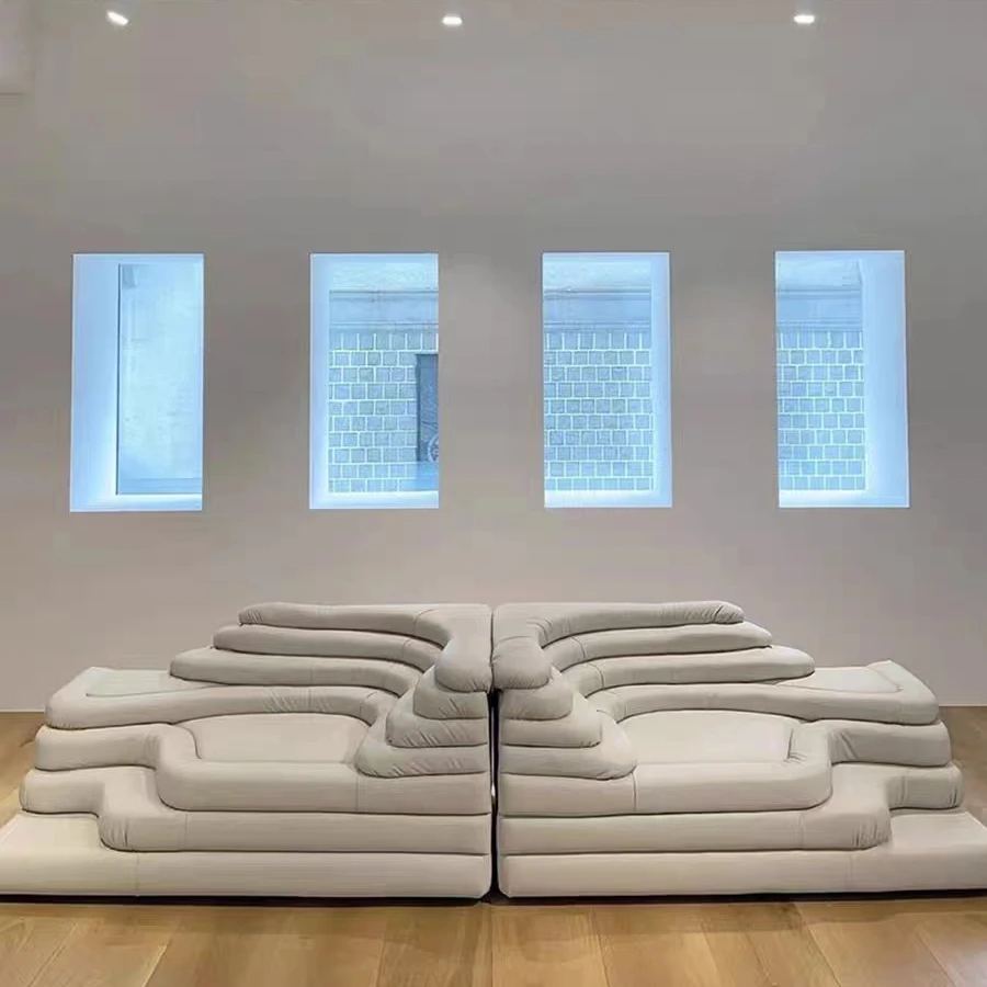 Terraced Sofa Leather Beauty Salon Special-shaped Module Combination Clothing Store Internet Celebrity Live Broadcast Room