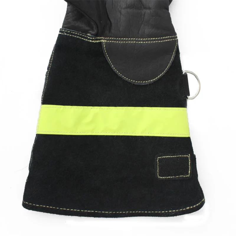 HI VIZ Cow grain Leather Long Sleeve firefighter gloves heat resistant Safety Work Gloves