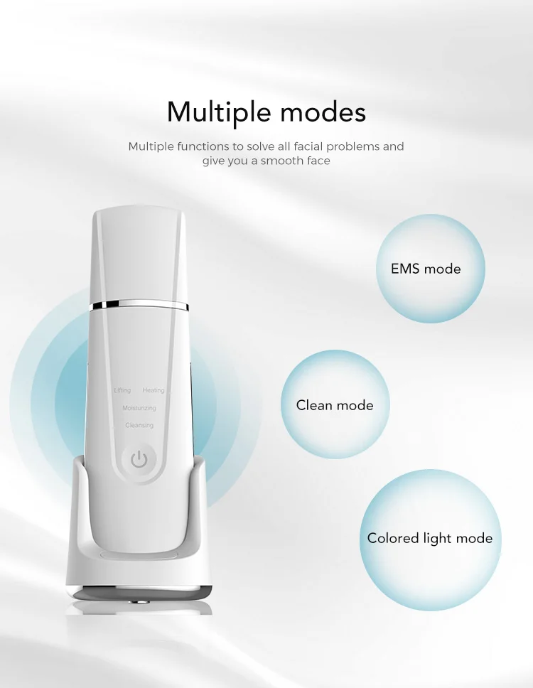 Professional Face Skin Spatula Ultrasonic Skin Scrubber With Wireless Charging