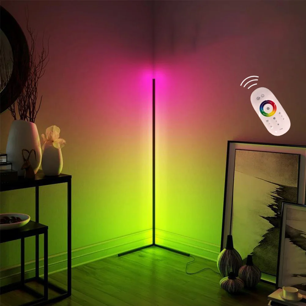Ihomemix corner floor lamp modern floor lamps standing for living room with touch remote control