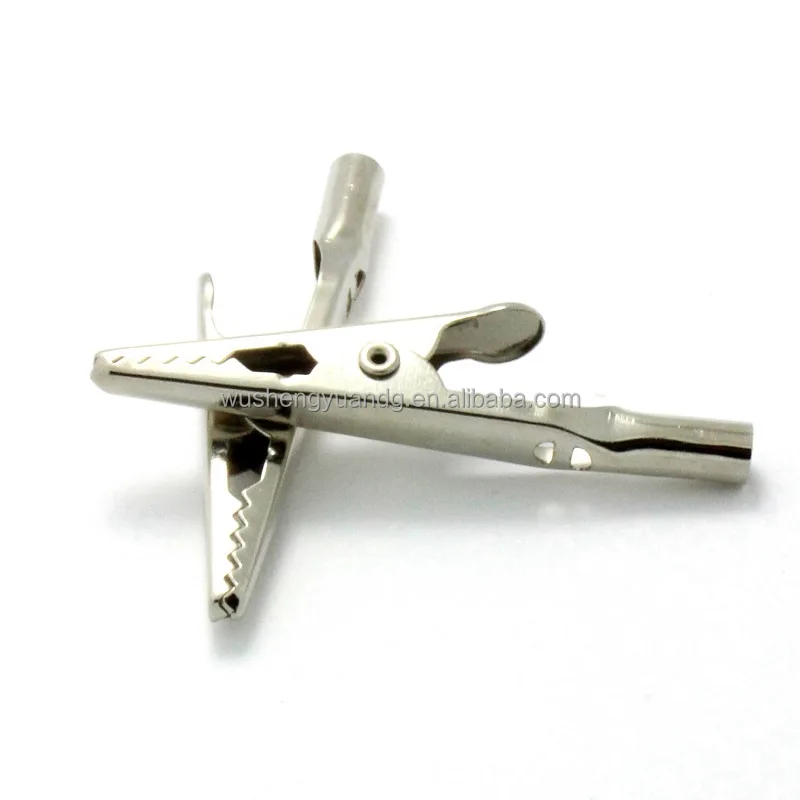 Оптовая продажа, низкая цена, экологически чистый зажим типа крокодил, Электрический металлический зажим типа крокодил с одним отверстием и металлическим проводом, зажим для батареи