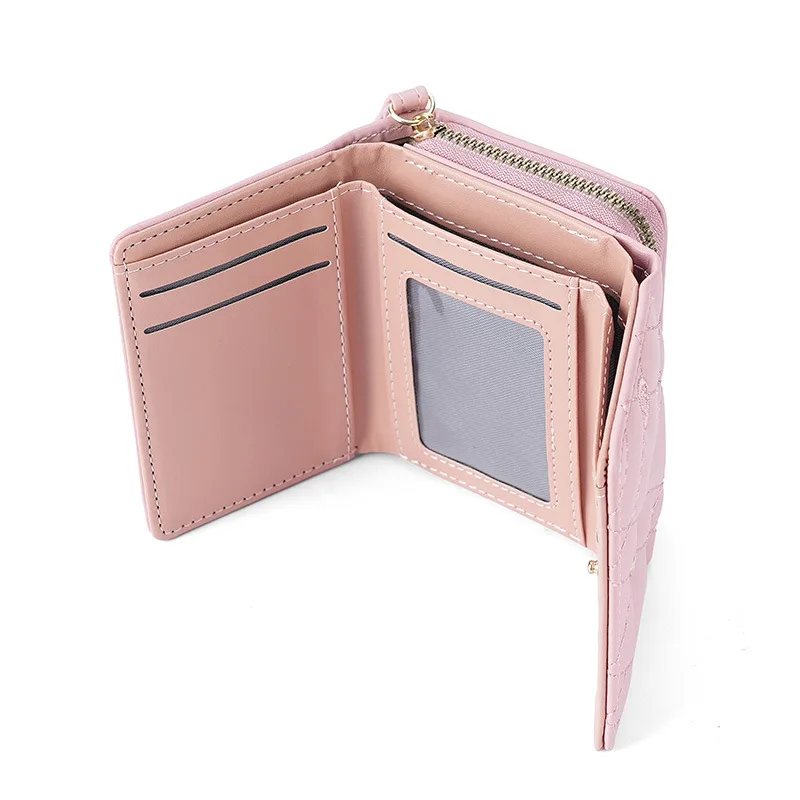 Women Card Holders Genuine Sheepskin Leather Fashion Wallet Purse Plaid Pattern Soft wallet for girls