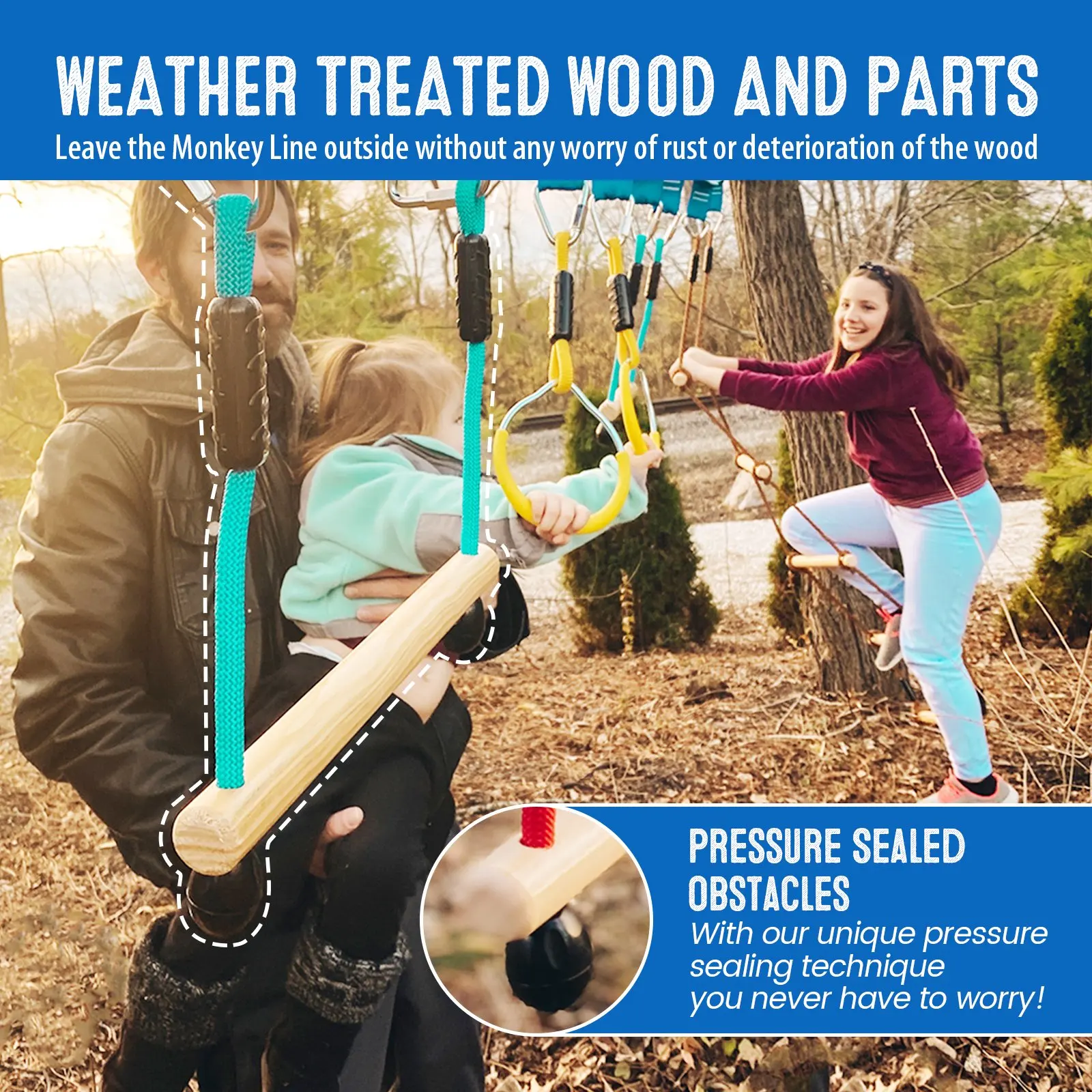 Gentle booms sports outdoor kids playground 56ft slackline ninja warrior course with monkey bar