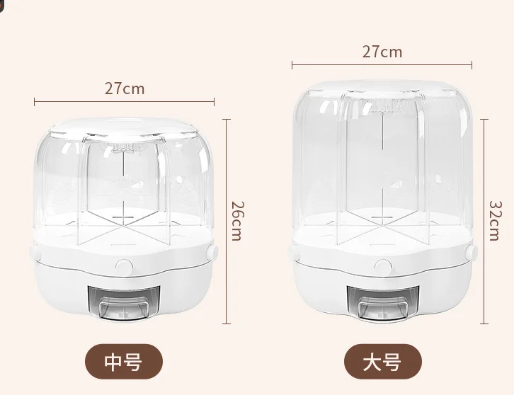 Moisture Resistant kitchen Rice and Grain Storage Container 360 degree Rotating Food Dispenser Measuring Cylinder with Lid