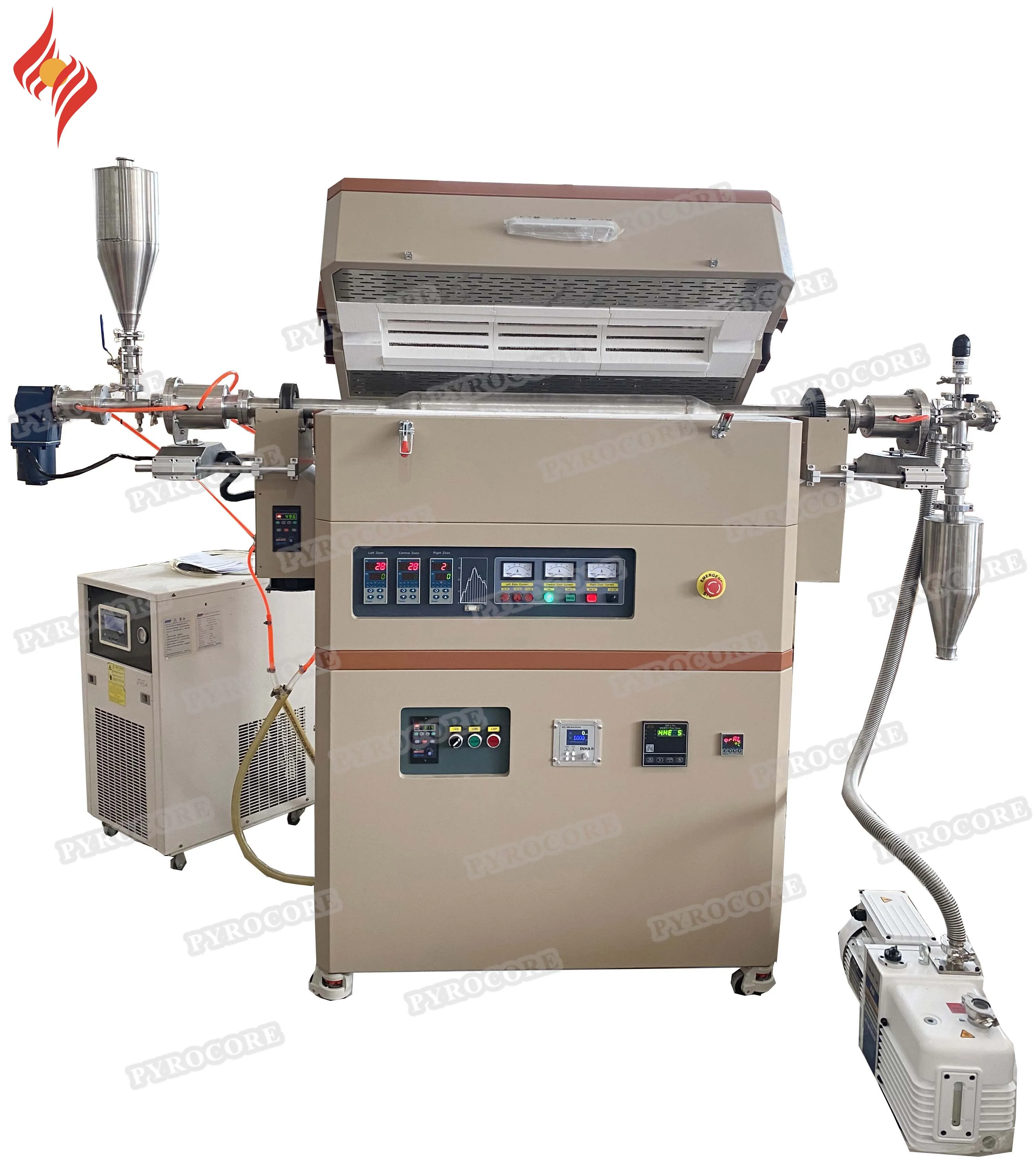 Multi-Station-Multi-Temperature Zone Tube Furnace 1600 1800c Vacuum Rotary Tube Furnace Glass Or Alumina Tube Furnace Machine