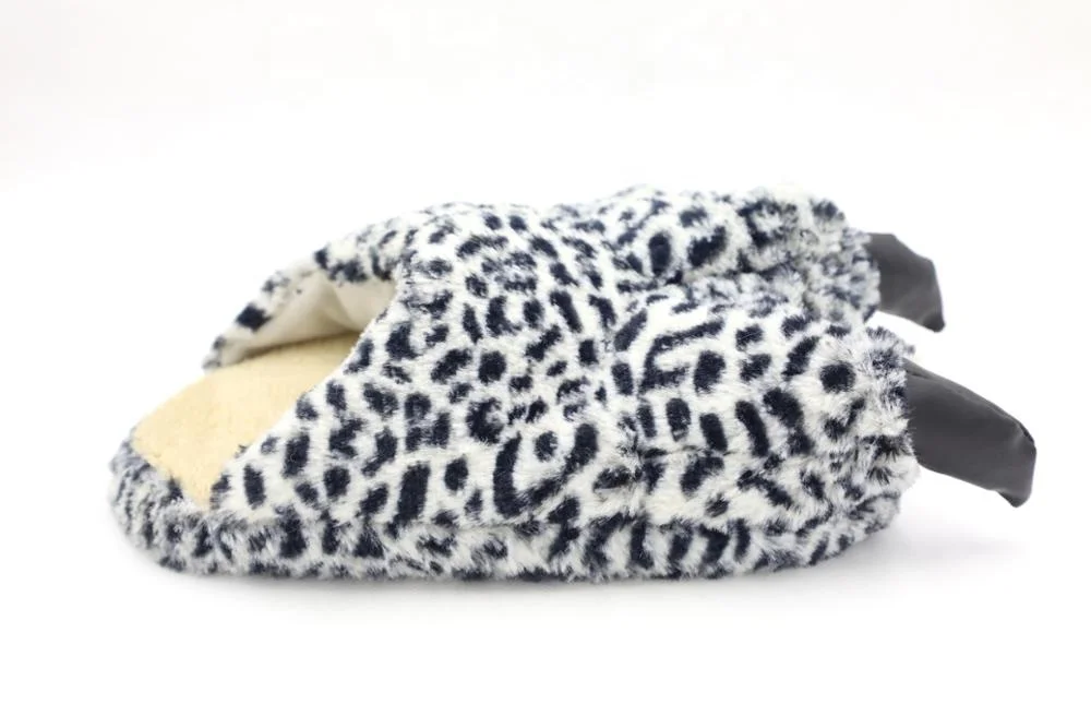 women fashion leopard animal paw velvet warm winter indoor toy slippers