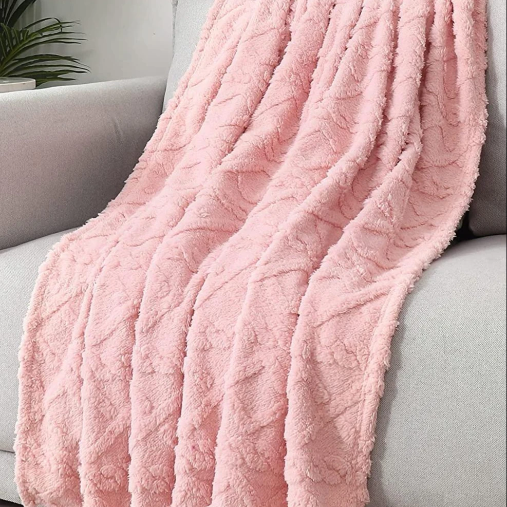 Sublimation Polyester Fluffy Sherpa Wool Blanket Throw Jacquard Fleece Blankets For Living Room