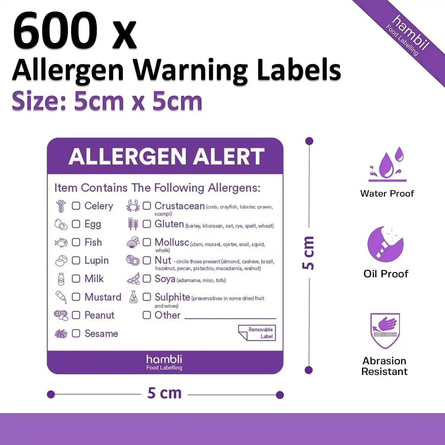 Costom Print paper Restaurants Kitchen Food Rotation Allergen allergy Warning Adhesive Stickers Labels for Restaurants
