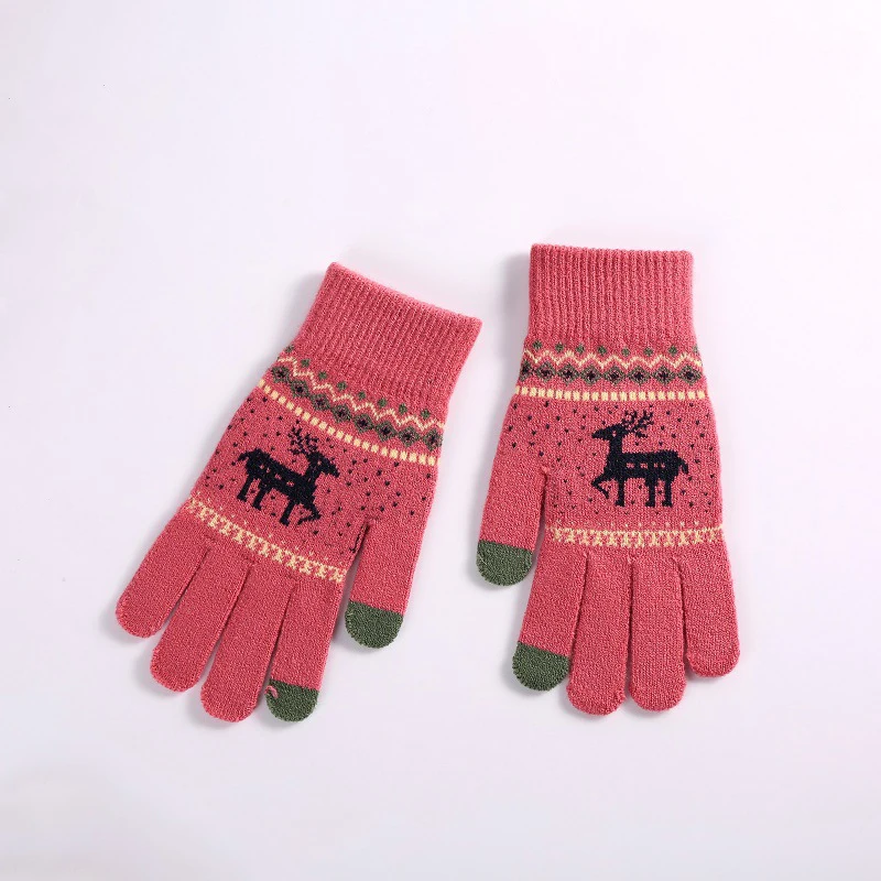 Hot Selling Winter Mittens Cashmere Brushed Knitted Gloves Touch Screen Compatible Daily Sports Cycling Parties Made Acrylic