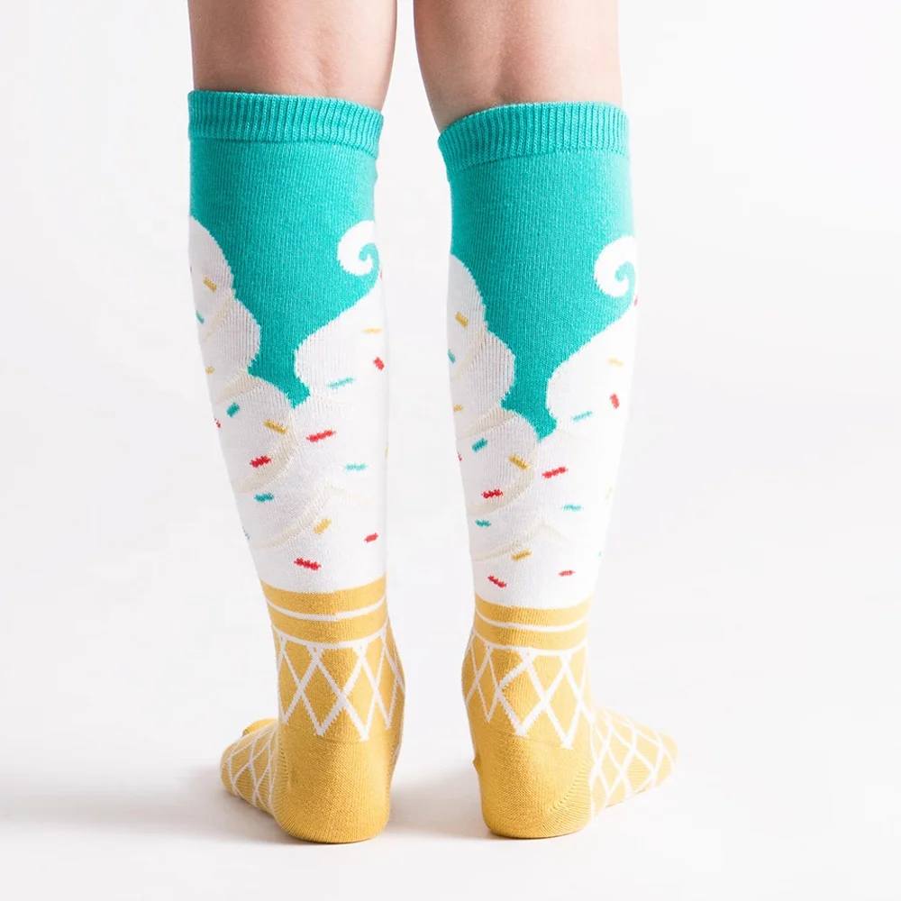 
Custom Kids Cotton Macaron Ice Cream Dress Knee High Socks 