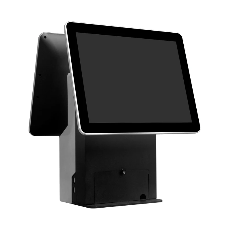 15.6 Inch All-in-One POS Terminal Machine with Dual Touch Screen Cash Register Printer and Scanner