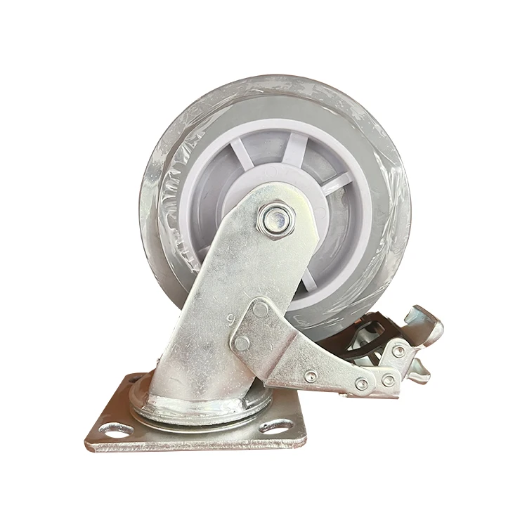 Made In China Polyurethane Heavy Duty Pvc Swivel Caster Bearing Brake Caster 4 5 6 8inch Caster Wheel