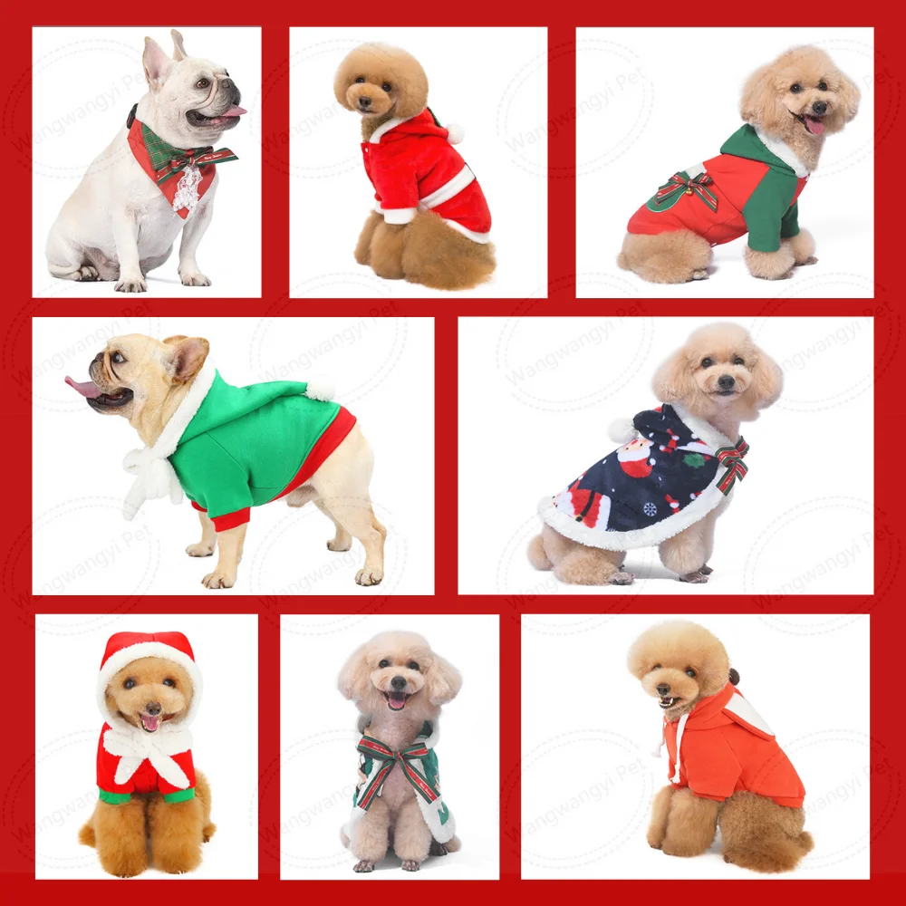 2023 Christmas Pet Clothes Santa Claus Dog Coat Reindeer Dog Hoodies Adjustable Bandana