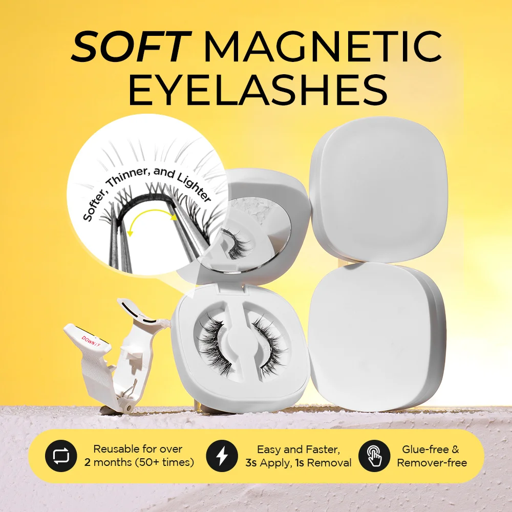 Soft Magnetic Eyelashes Reusable Magnetic Lashes with Magnets Tweezer Natural Thick False Eyelashes Soft Eyelashes Extension