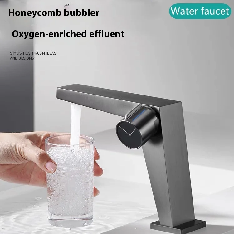 Brass Single-Handle Milk White Hot and Cold Faucet with Gun Gray Finish Single Hole Mount for Kitchen and Bathroom Use