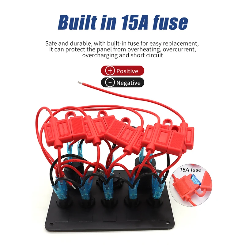 Manufacturer DC 12V Led On Off Voltmeter 5 Gang Rocker Switch Panel Caravan Automotive Marine Car Fast Charging Charger