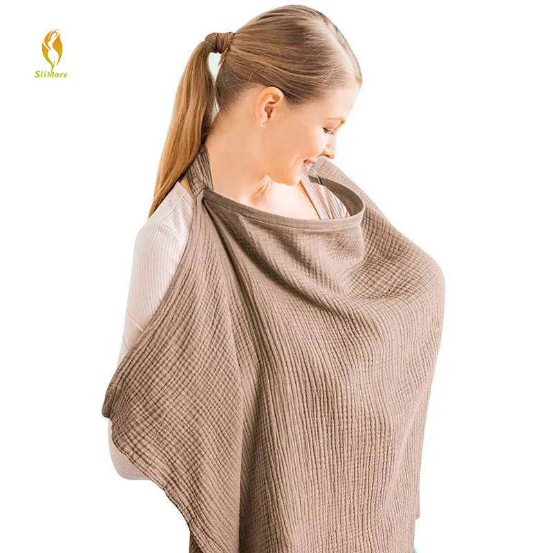 Muslin Nursing Cover for Baby Breastfeeding Breathable 100% Cotton Breastfeeding Cover with Rigid Hoop For Mother Nursing Apron