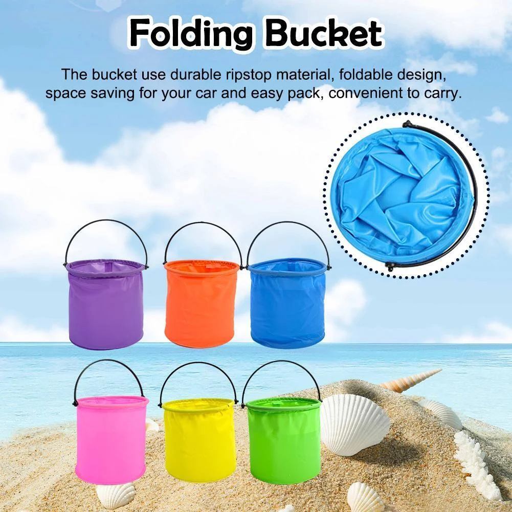 Portable Buckets summer Fun sand playing Folding Beach Toy for Kids Multi-Function Portable Folding Watertight Fabric Bucket