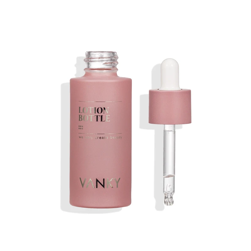 Luxury 30ml 50ml Pink Skincare Cosmetics Packaging Face Cream/lotion Glass Dropper Essential Oil Bottles Cosmetic Bottle Sets
