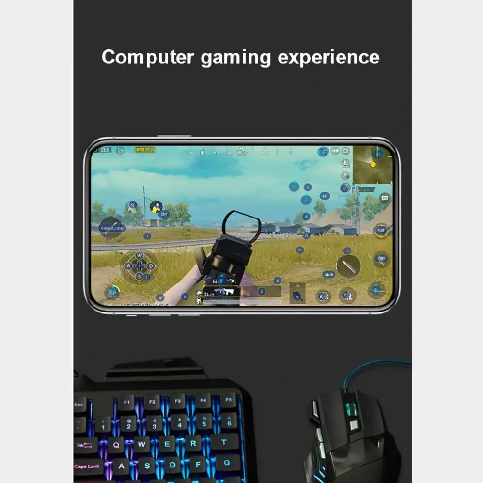 B2C Computer Accessories 1set Gaming Keyboard +Mouse+Converter Adapter For Game PUBG Eating Chicken For Android IOS iPhone