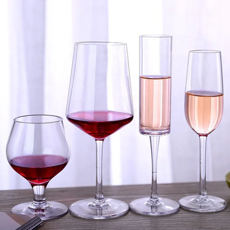 Luxury vintage transparent multi broken-resistant heatproof short stems high stems acrylic champagne wine glass set