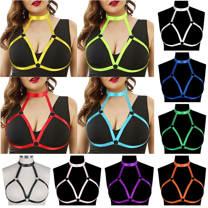 Plus Size  Women Body Harness Top  with Adjust Festival Present Party Night Lingerie Top