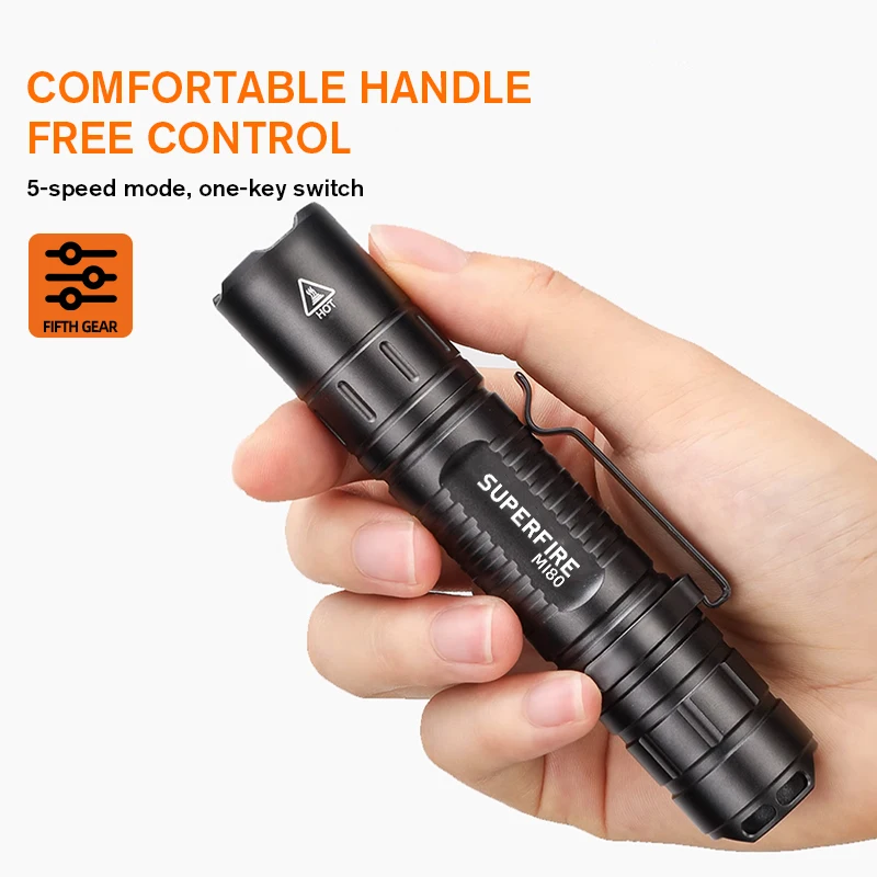 15W EDC Bright Led Flashlight MI80 with AC charger 18650 Battery 1100lmTorch Camping Fishing Lantern  Outdoor FlashLight