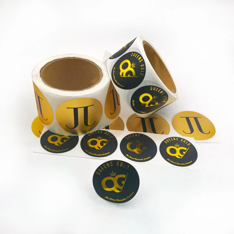 Custom Logo Self-Adhesive Gold Foil Labels Waterproof PVC & Vinyl Sticker Roll for Jewelry & Crafts for Cosmetic Packaging