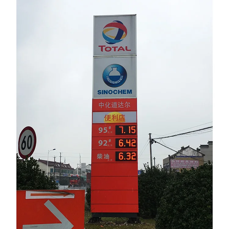 Petrol Station Price Signboard Led Advertising Advertisement Gas Station Pylon Sign