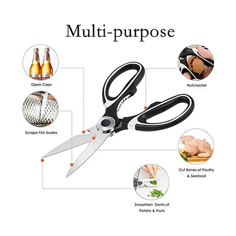 High Quality Fast Delivery Stainless Steel Kitchen Scissors Soft Grip Handle With Sheath
