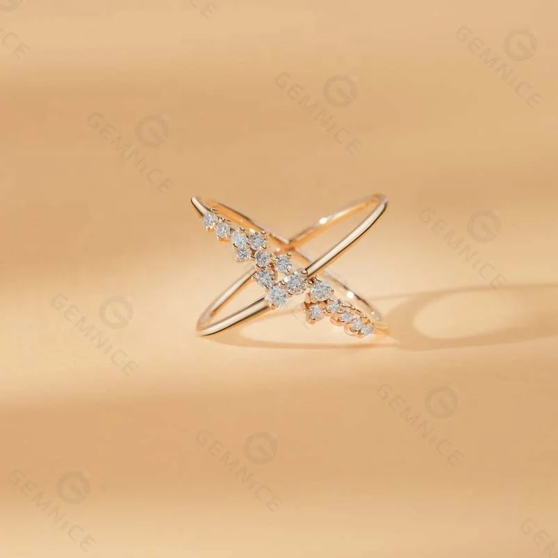 Gemnel minimalist women jewelry classic statement ring wholesale 925 sterling silver modern twist X shape finger ring