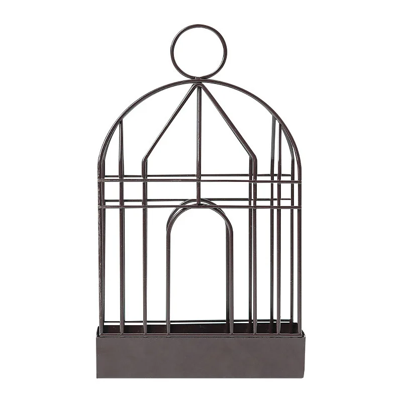 Iron art Nordic bird cage shape mosquito coil with ash storage wall mounted iron rack
