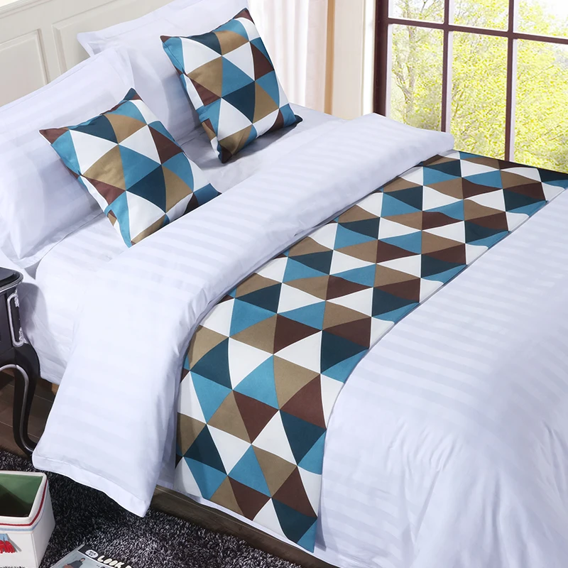 High quality five stars modern hotel square bed scarf queen bed runner for hotel