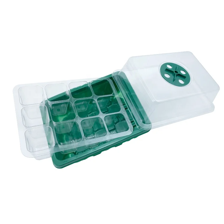 12 Cells Seeding Tray Greenhouse Germination Kit Plant Seed Starter Kit Plastic Trays Mushroom Cultivation Bag Plastic Jar Tray