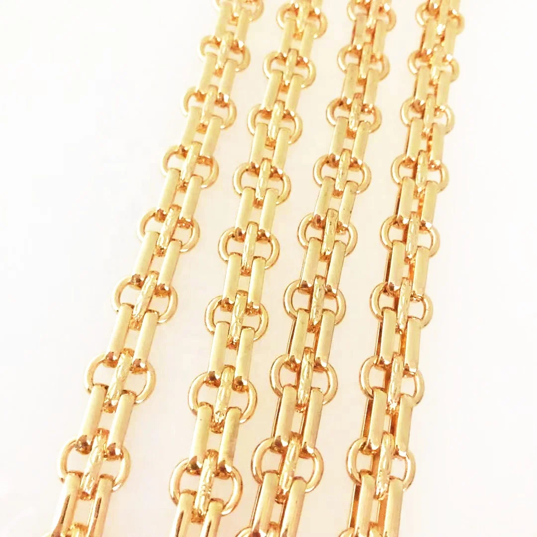 YJ-CP355 wholesale brass copper 18k gold plated jewelry design chain fashion bone shape bag headbands bracelet necklace chains