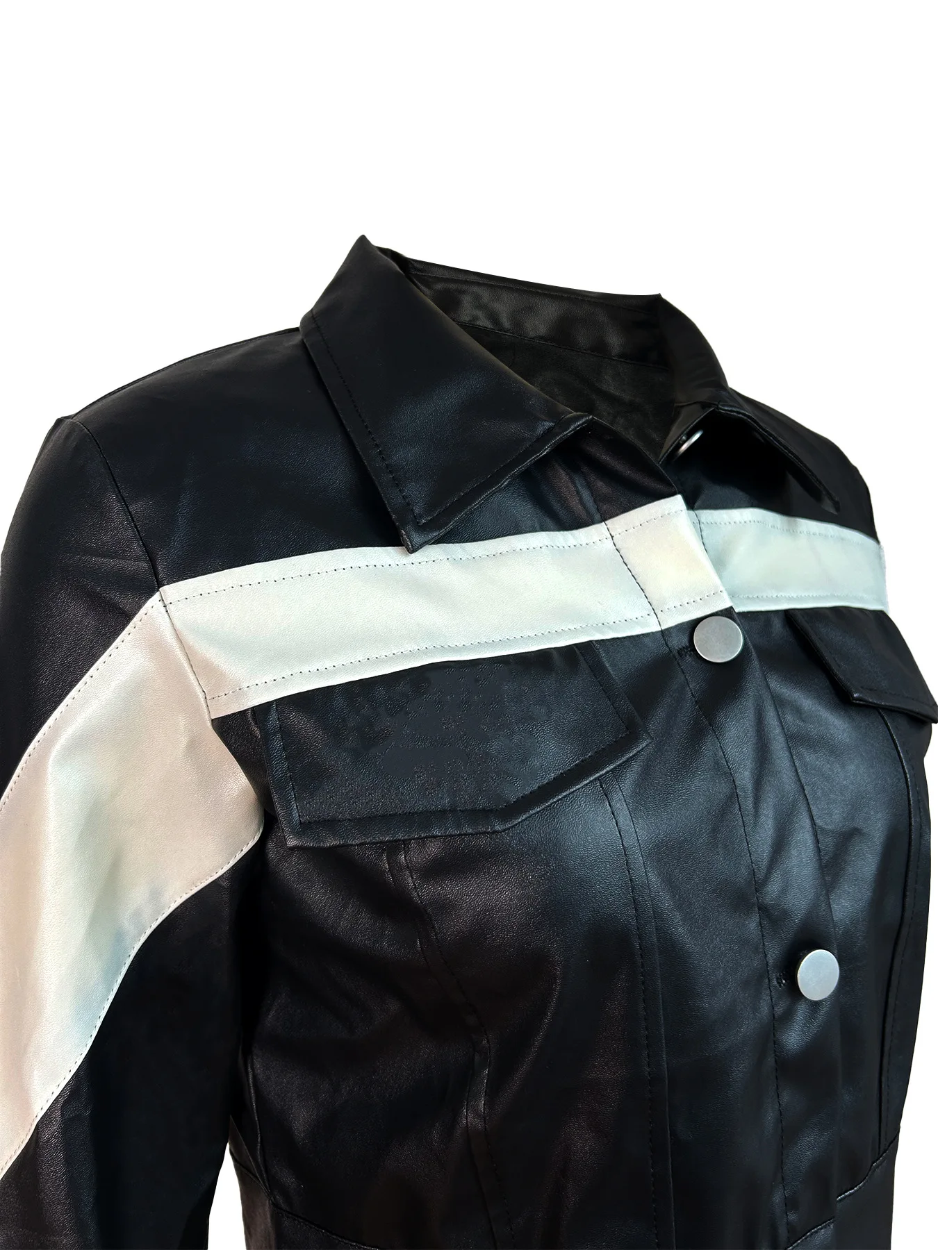 2024 Fashion Women 2 Piece Fall Turn-down Collar Jacket And Long Pants Streetwear Leather Women Outfits Sets