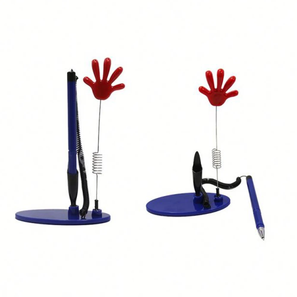 Promotional fashion desk bank counter pen gel roller stand pen in cartoon shape